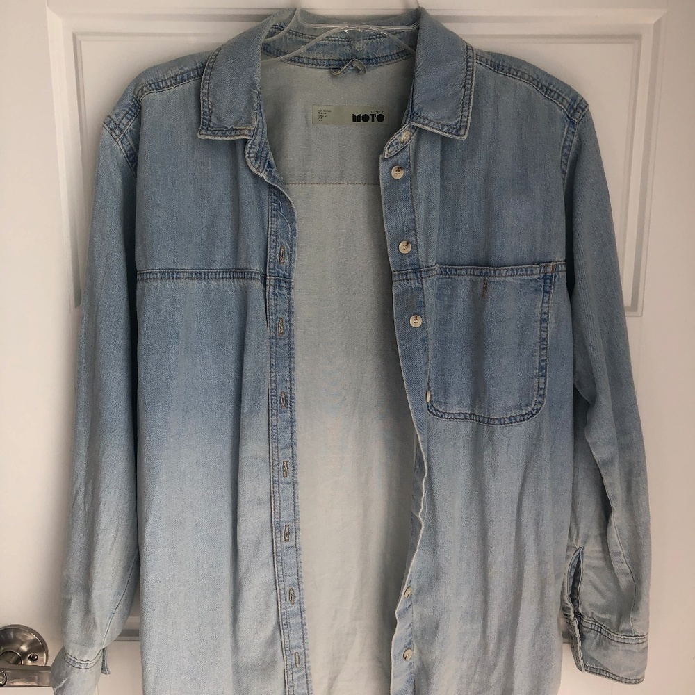 TOPSHOP Moto Denim Ombre Shirt Size 4